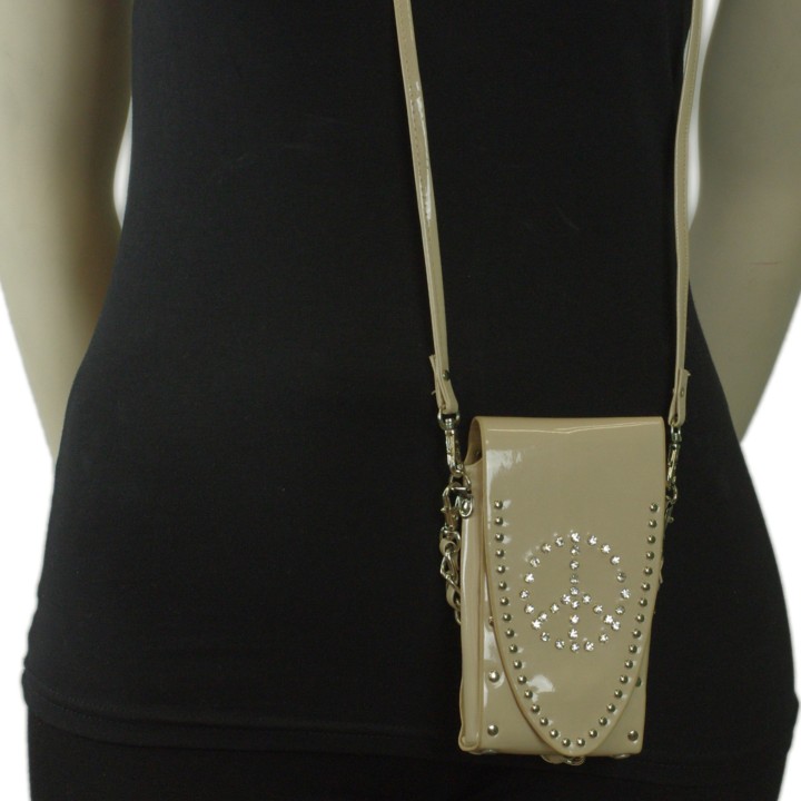 Sacs  pour smartphone strass, Peace and Love, 6451 Beige