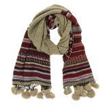 Damen Schal pashmina Baumwolle mit pompons , RIMA