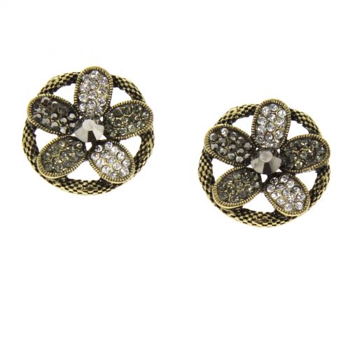 Boucles d'oreilles Vintage, fleur et strass LILIANA