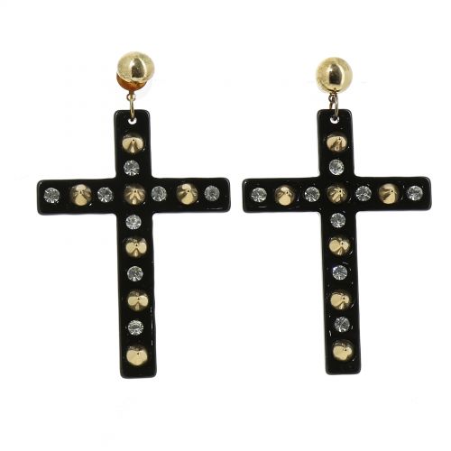 Boucles d'oreilles acrylique,5660 NOIR-OR