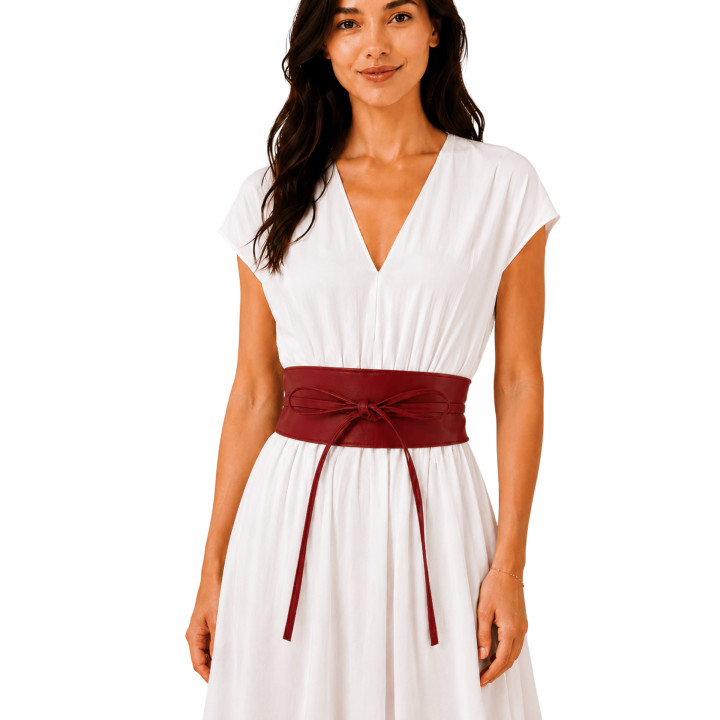 Ceinture femme Obi Cuir d'Italie, fabriqué en France, CASSIANE