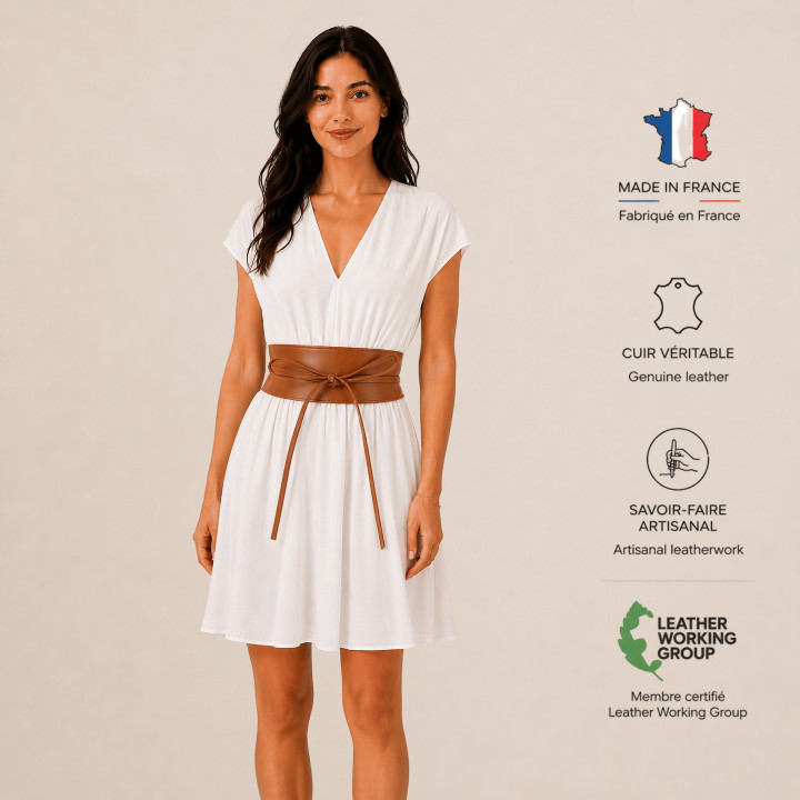Woman Italian leather Obi belt, CASSIANE