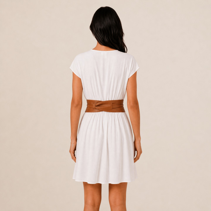 Woman Italian leather Obi belt, CASSIANE