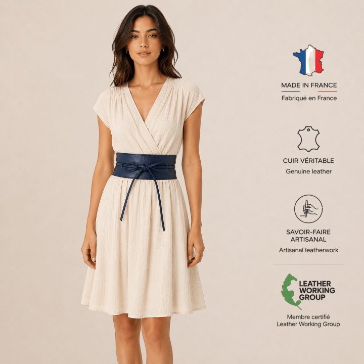 Woman Italian leather Obi belt, CASSIANE