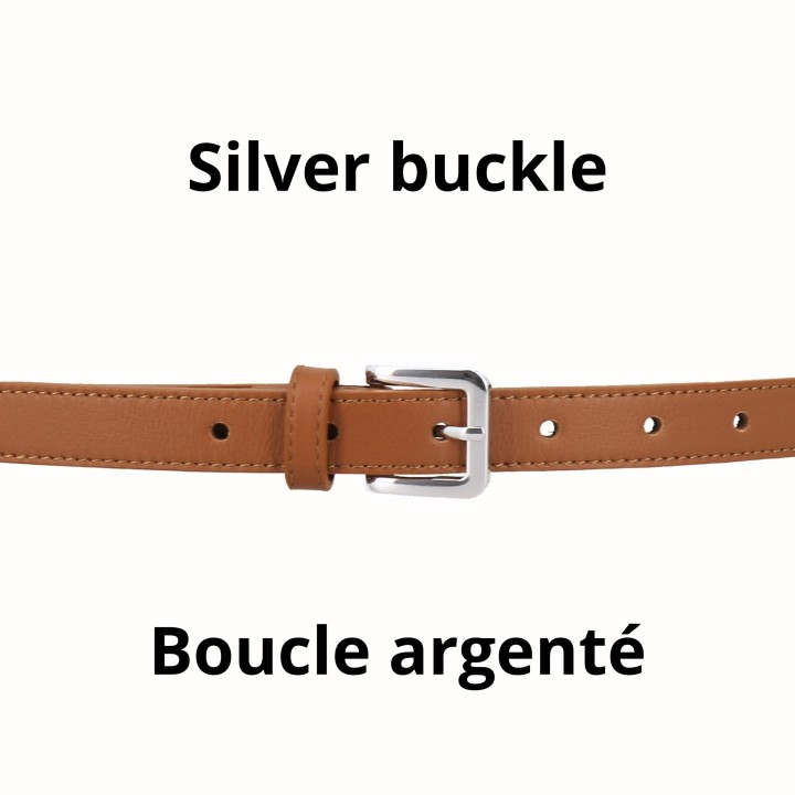 Ceinture femme 2 cm Véritable CUIR ITALIEN, LINDA