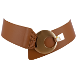 Women's wide genuine leather belt with a round cross buckle SOLAINE