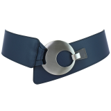 Women's wide genuine leather belt with a round cross buckle SOLAINE