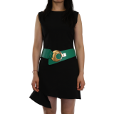 Women's wide genuine leather belt with a round cross buckle SOLAINE