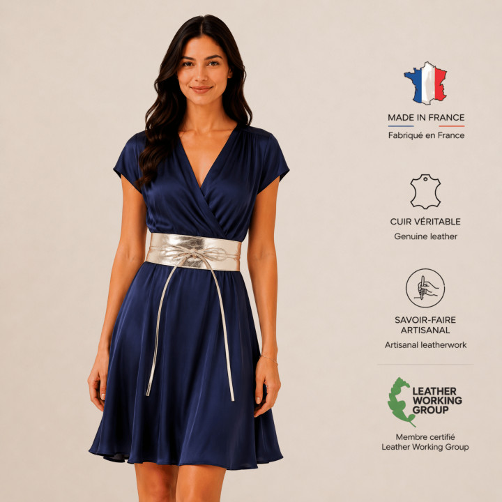Ceinture femme Obi Cuir d'Italie, fabriqué en France, CASSIANE