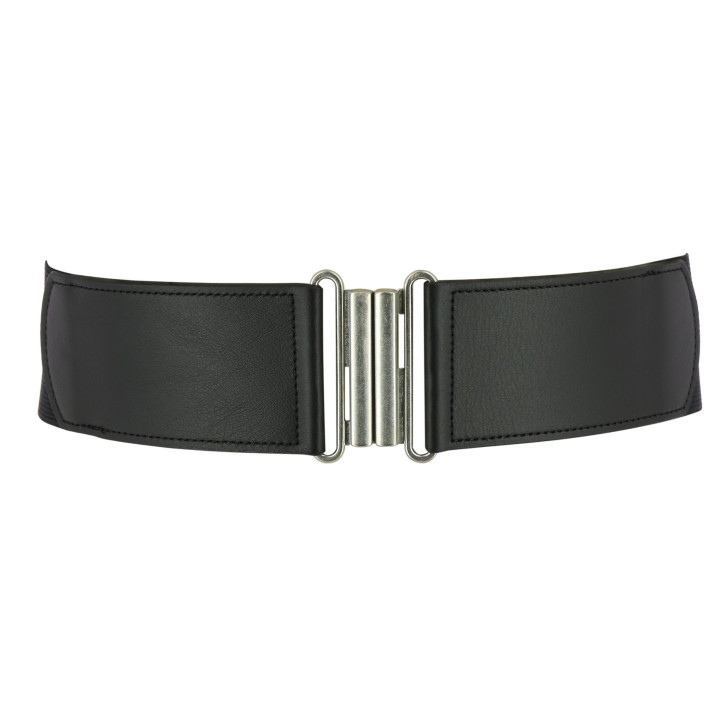Women’s Elastic Belt in LWG Leather, Made in France, ELISE