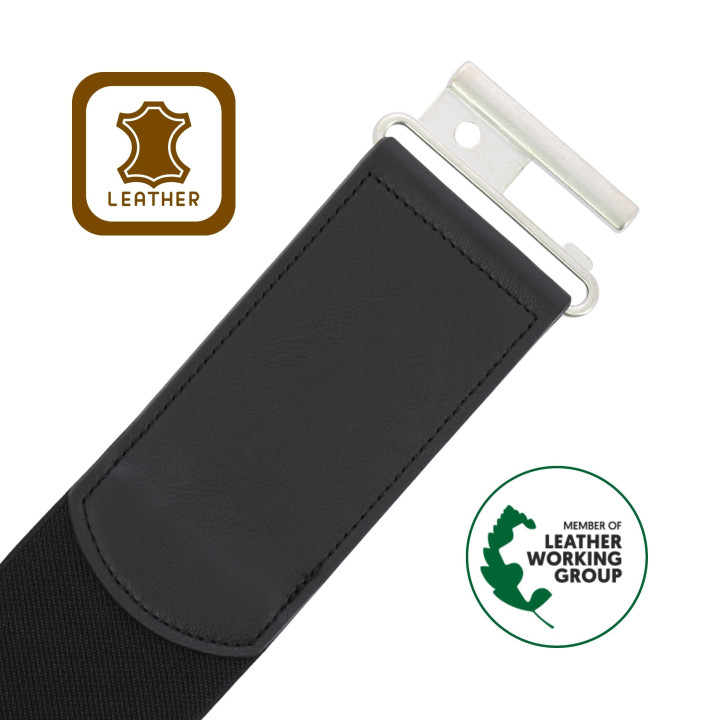 Women’s Elastic Belt in LWG Leather, Made in France, ELISE